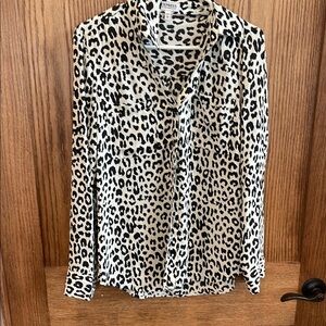 Express Women's Leopard Print Blouse - Black and White